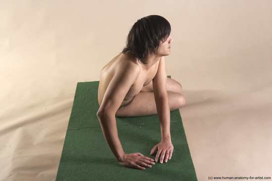 Nude Man White Laying poses - ALL Slim Medium Brown Laying poses - on side Realistic