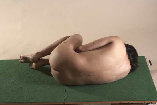 Nude Man White Laying poses - ALL Slim Medium Brown Laying poses - on side Realistic