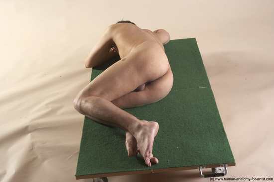 Nude Man White Laying poses - ALL Slim Medium Brown Laying poses - on side Realistic