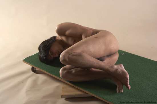 Nude Man White Laying poses - ALL Slim Medium Brown Laying poses - on side Realistic