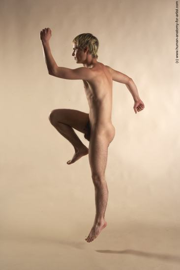 Nude Man White Moving poses Slim Short Blond Realistic