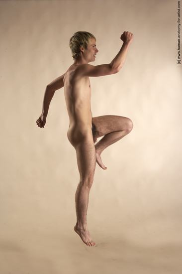 Nude Man White Moving poses Slim Short Blond Realistic