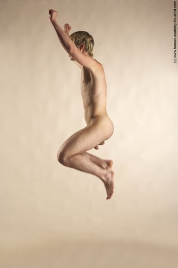 Nude Man White Moving poses Slim Short Blond Realistic