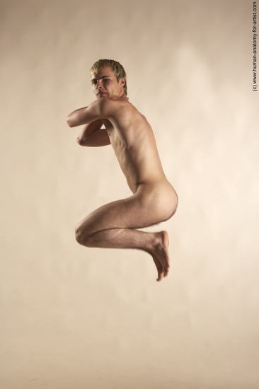 Nude Man White Moving poses Slim Short Blond Realistic