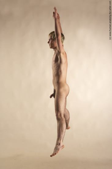 Nude Man White Moving poses Slim Short Blond Realistic