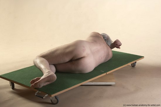 Nude Man White Laying poses - ALL Average Bald Grey Laying poses - on side Realistic