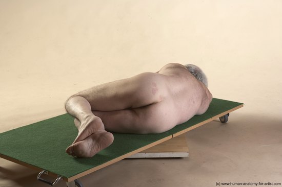 Nude Man White Laying poses - ALL Average Bald Grey Laying poses - on side Realistic