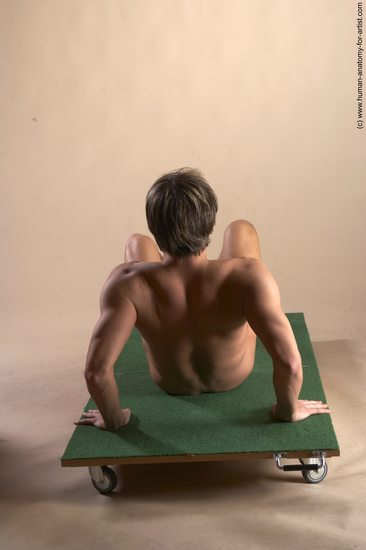 Nude Man White Sitting poses - simple Athletic Short Brown Sitting poses - ALL Realistic