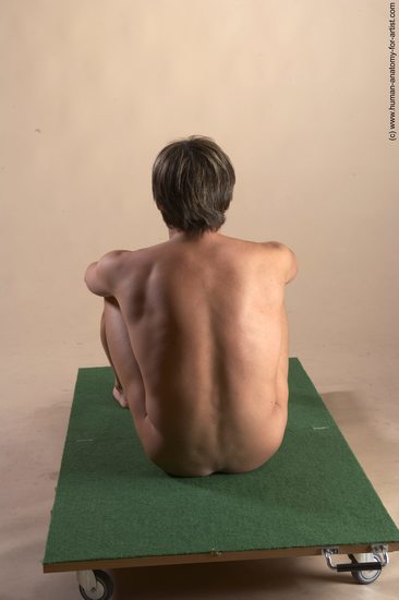 Nude Man White Sitting poses - simple Athletic Short Brown Sitting poses - ALL Realistic