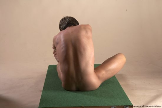 Nude Man White Sitting poses - simple Athletic Short Brown Sitting poses - ALL Realistic