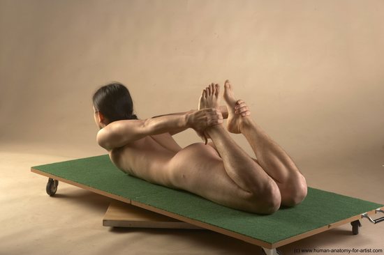 Nude Man Another Laying poses - ALL Slim Long Brown Laying poses - on stomach Realistic