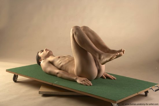 Nude Man Another Kneeling poses - ALL Slim Long Brown Kneeling poses - on both knees Realistic