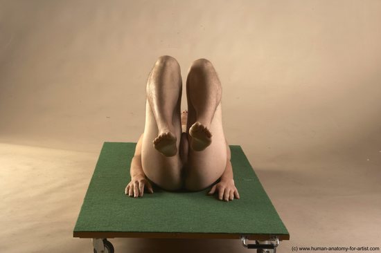 Nude Man Another Kneeling poses - ALL Slim Long Brown Kneeling poses - on both knees Realistic