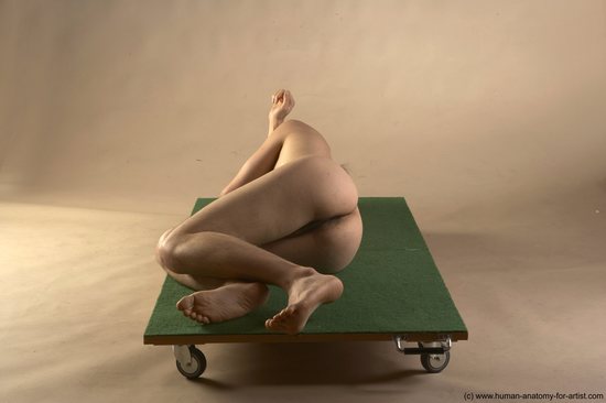 Nude Man Another Laying poses - ALL Slim Long Brown Laying poses - on back Realistic