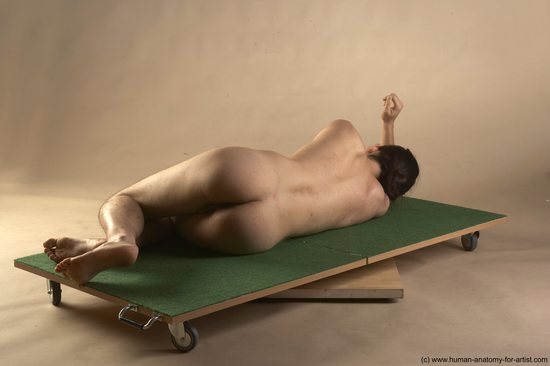 Nude Man Another Laying poses - ALL Slim Long Brown Laying poses - on back Realistic