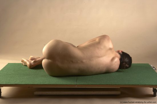 Nude Man Another Kneeling poses - ALL Slim Long Brown Kneeling poses - on both knees Realistic