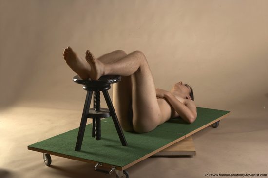 Nude Man Another Kneeling poses - ALL Slim Long Brown Kneeling poses - on both knees Realistic