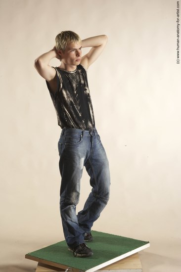 Casual Man White Standing poses - ALL Slim Short Blond Standing poses - simple Academic