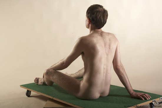 Nude Man White Sitting poses - simple Slim Short Brown Sitting poses - ALL Realistic