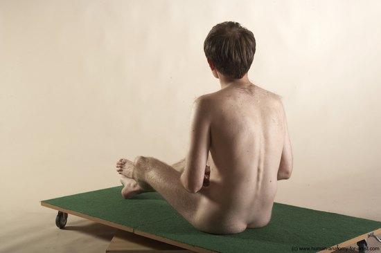 Nude Man White Sitting poses - simple Slim Short Brown Sitting poses - ALL Realistic