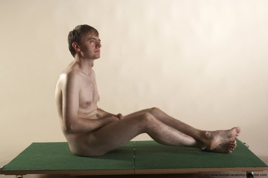 Nude Man White Sitting poses - simple Slim Short Brown Sitting poses - ALL Realistic