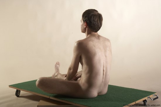 Nude Man White Sitting poses - simple Slim Short Brown Sitting poses - ALL Realistic