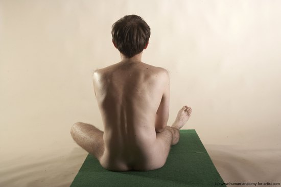 Nude Man White Sitting poses - simple Slim Short Brown Sitting poses - ALL Realistic