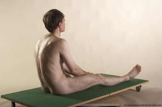 Nude Man White Sitting poses - simple Slim Short Brown Sitting poses - ALL Realistic