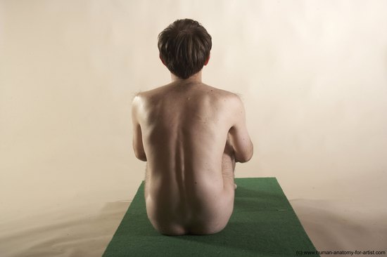 Nude Man White Sitting poses - simple Slim Short Brown Sitting poses - ALL Realistic