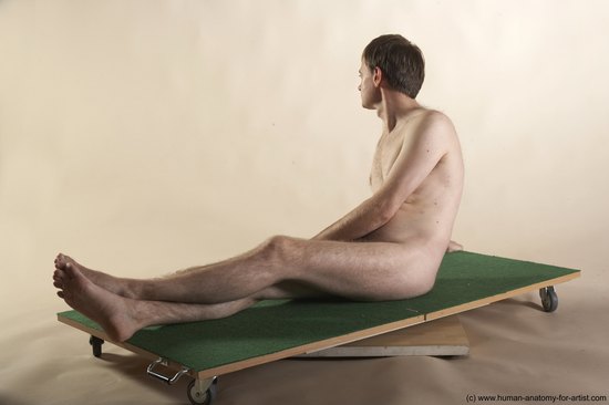 Nude Man White Sitting poses - simple Slim Short Brown Sitting poses - ALL Realistic