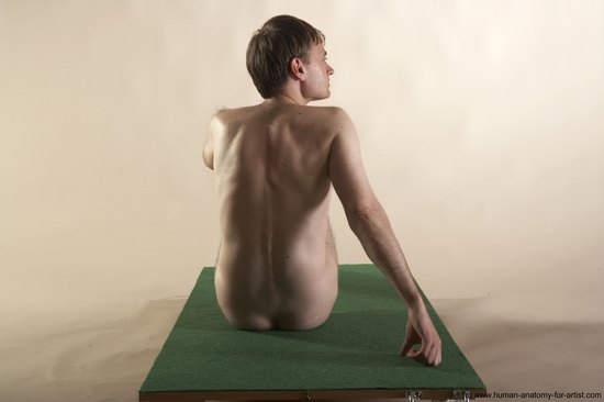 Nude Man White Sitting poses - simple Slim Short Brown Sitting poses - ALL Realistic