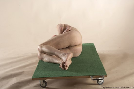 Nude Man White Kneeling poses - ALL Slim Bald Kneeling poses - on one knee Realistic