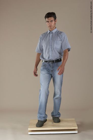 Casual Man White Moving poses Slim Short Black Academic