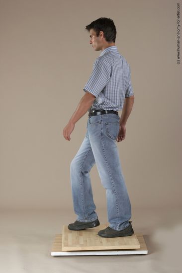 Casual Man White Moving poses Slim Short Black Academic