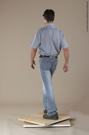 Casual Man White Moving poses Slim Short Black Academic