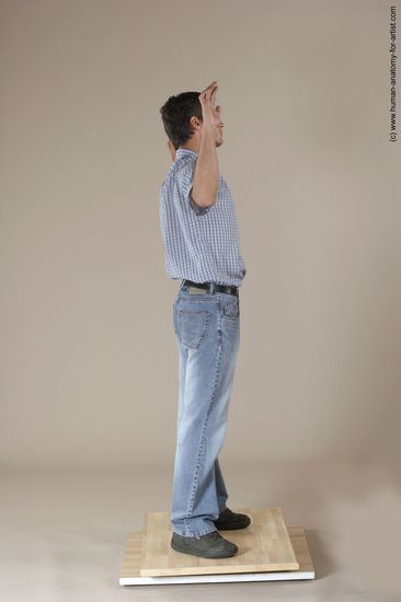 Casual Man White Moving poses Slim Short Black Academic