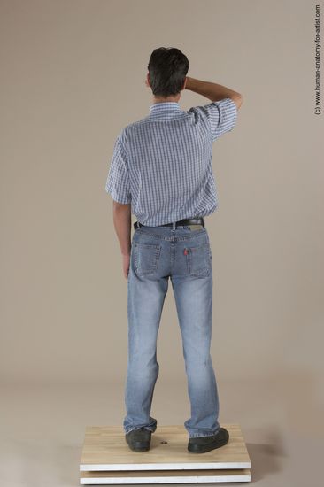 Casual Man White Moving poses Slim Short Black Academic