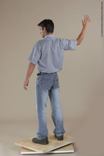 Casual Man White Moving poses Slim Short Black Academic