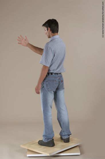 Casual Man White Moving poses Slim Short Black Academic