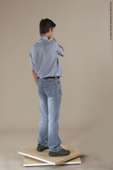 Casual Man White Moving poses Slim Short Black Academic