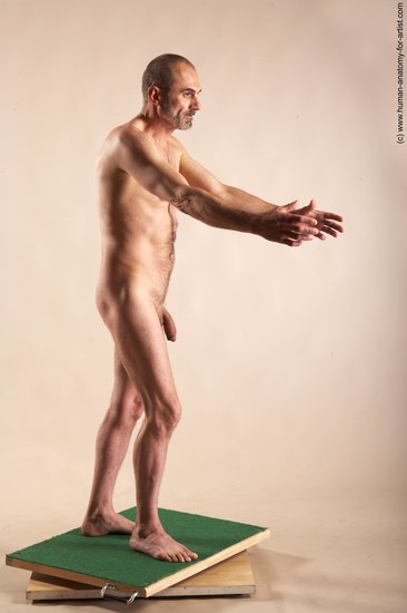 Nude Man White Standing poses - ALL Slim Bald Standing poses - simple Realistic