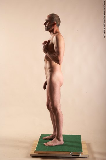 Nude Man White Standing poses - ALL Slim Bald Standing poses - simple Realistic