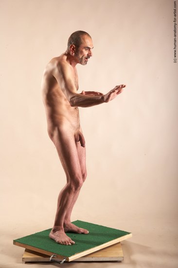 Nude Man White Standing poses - ALL Slim Bald Standing poses - simple Realistic