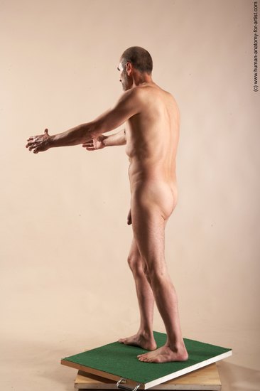 Nude Man White Standing poses - ALL Slim Bald Standing poses - simple Realistic