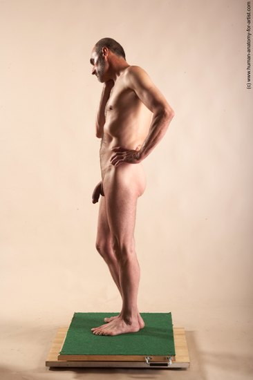 Nude Man White Standing poses - ALL Slim Bald Standing poses - simple Realistic