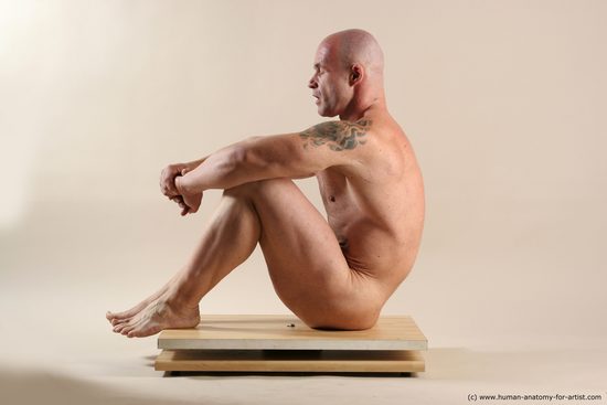 Nude Man White Standing poses - ALL Muscular Bald Standing poses - simple Realistic