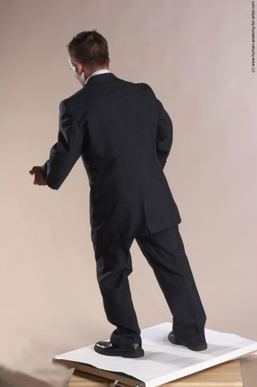 Business Man White Moving poses Slim Short Brown Academic