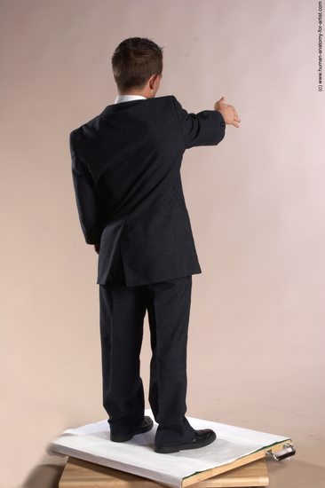 Business Man White Moving poses Slim Short Brown Academic