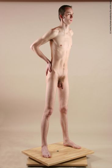 Nude Man White Standing poses - ALL Underweight Short Brown Standing poses - simple Realistic