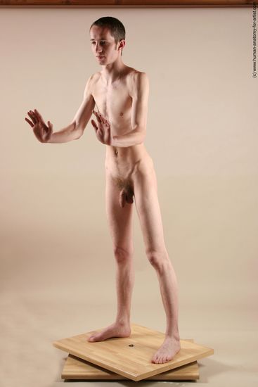 Nude Man White Standing poses - ALL Underweight Short Brown Standing poses - simple Realistic